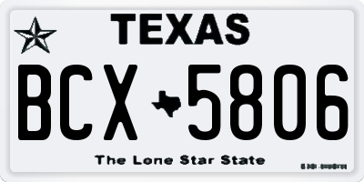 TX license plate BCX5806