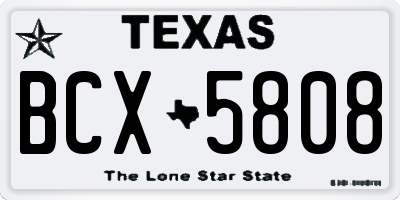 TX license plate BCX5808