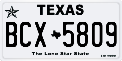 TX license plate BCX5809