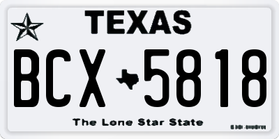 TX license plate BCX5818
