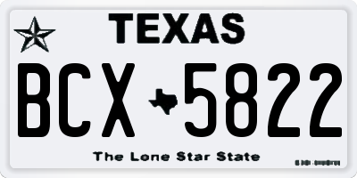 TX license plate BCX5822