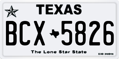 TX license plate BCX5826