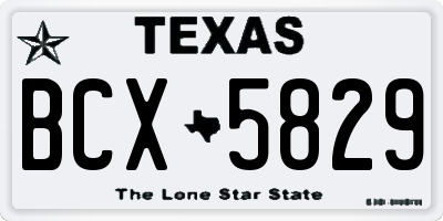 TX license plate BCX5829