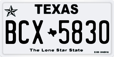 TX license plate BCX5830