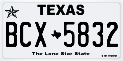 TX license plate BCX5832