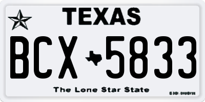 TX license plate BCX5833