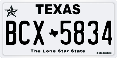 TX license plate BCX5834