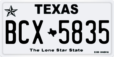 TX license plate BCX5835