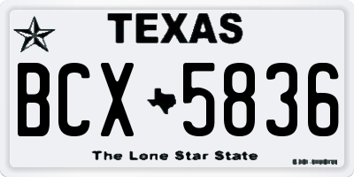 TX license plate BCX5836