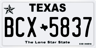 TX license plate BCX5837