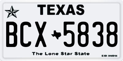 TX license plate BCX5838