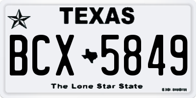 TX license plate BCX5849