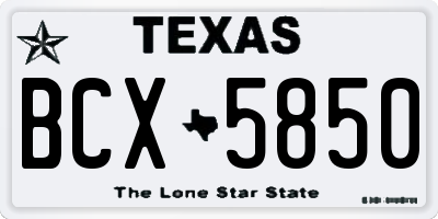 TX license plate BCX5850