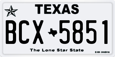 TX license plate BCX5851