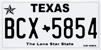 TX license plate BCX5854