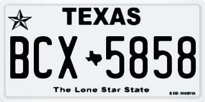 TX license plate BCX5858