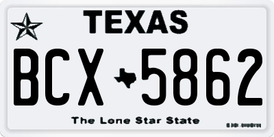 TX license plate BCX5862
