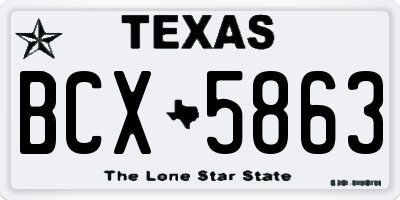 TX license plate BCX5863