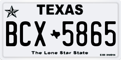 TX license plate BCX5865