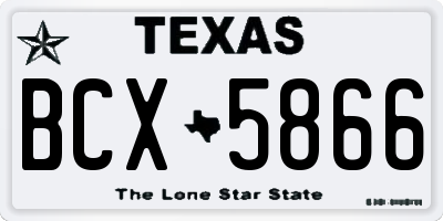 TX license plate BCX5866