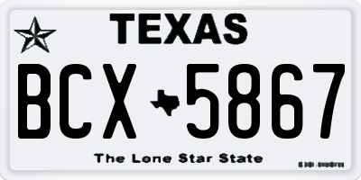 TX license plate BCX5867