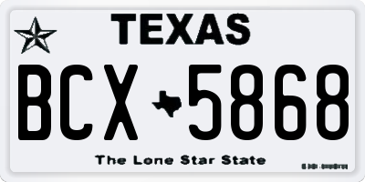 TX license plate BCX5868