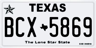 TX license plate BCX5869