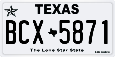 TX license plate BCX5871