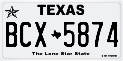 TX license plate BCX5874