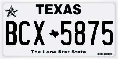 TX license plate BCX5875