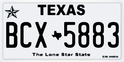 TX license plate BCX5883