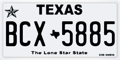 TX license plate BCX5885