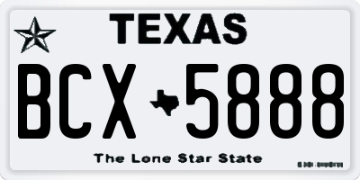 TX license plate BCX5888