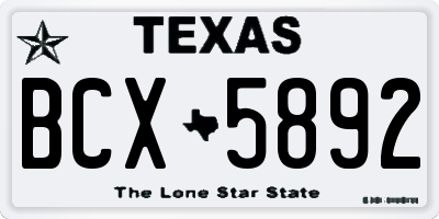 TX license plate BCX5892