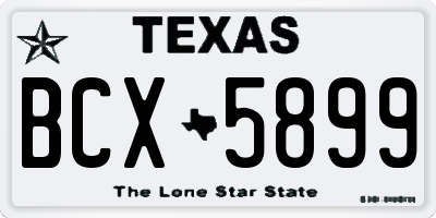 TX license plate BCX5899