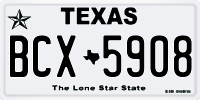 TX license plate BCX5908