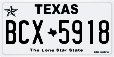 TX license plate BCX5918