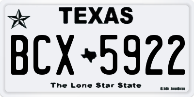 TX license plate BCX5922