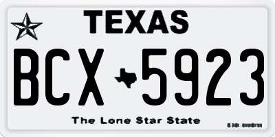 TX license plate BCX5923