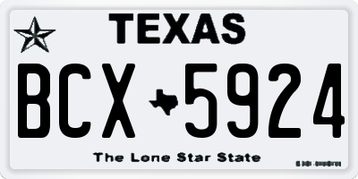 TX license plate BCX5924