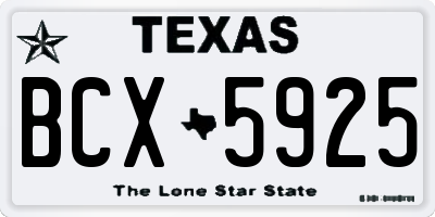 TX license plate BCX5925