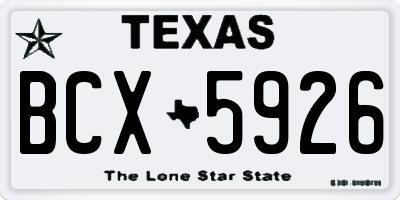 TX license plate BCX5926