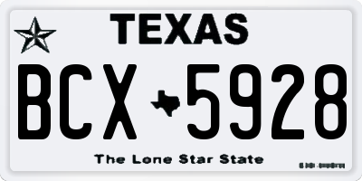 TX license plate BCX5928