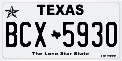 TX license plate BCX5930