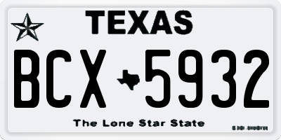 TX license plate BCX5932