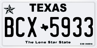 TX license plate BCX5933