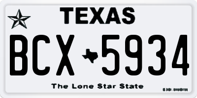 TX license plate BCX5934