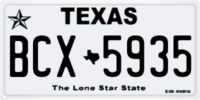 TX license plate BCX5935