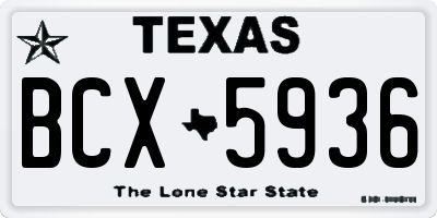 TX license plate BCX5936