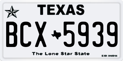 TX license plate BCX5939